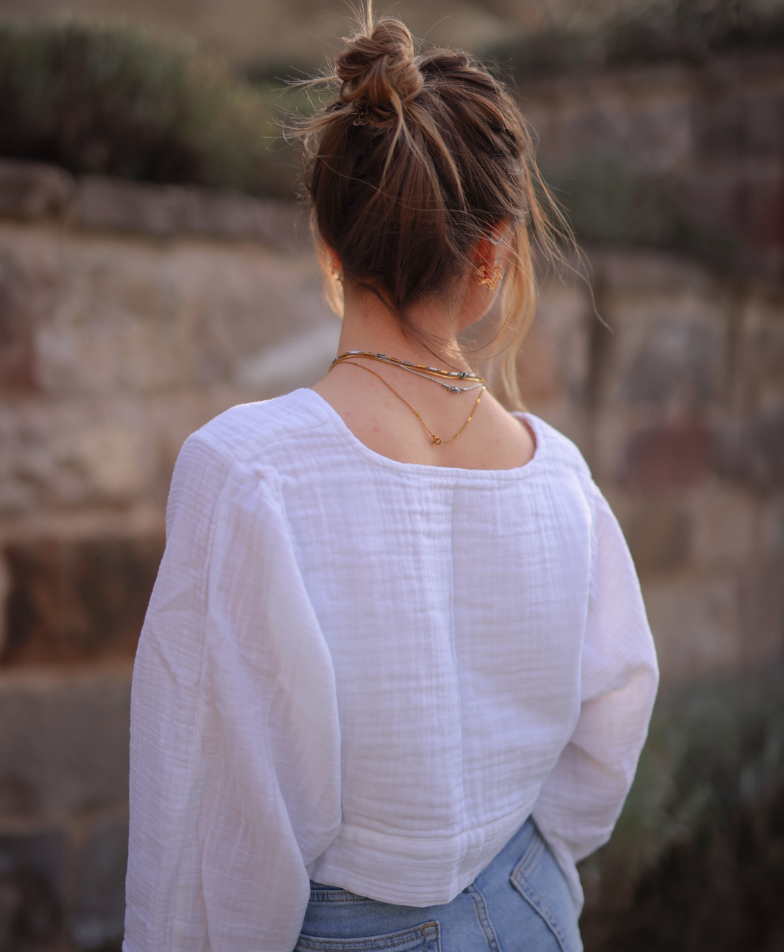 Crinkle Cotton Wrap Crop Top