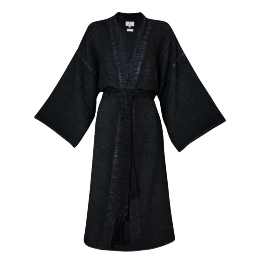 Black Crinkle Kimono