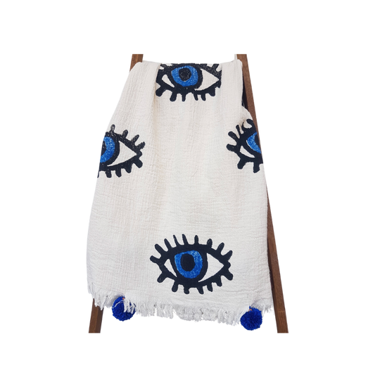 Evil Eye Throw Blanket - Blue