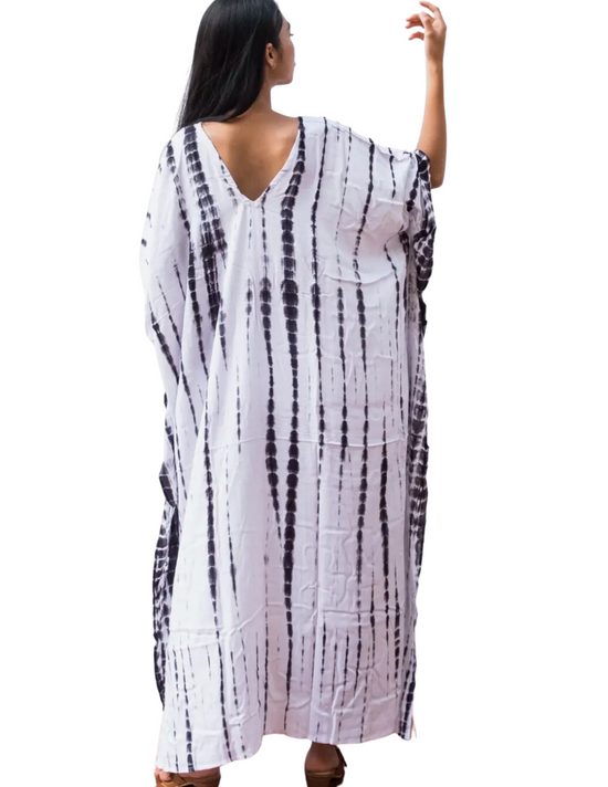 White Tie Dye Kaftan Dress